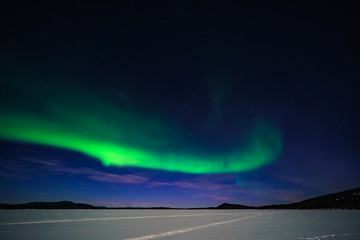 Naklejka na ściany i meble Aurora Borealis, Lapland, Finland, Ivalo, Lake Inari
