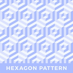 Hexagon seamless, abstract cube vector pattern. Blue color tone design, geometric 3d vector wallpaper, cube pattern background