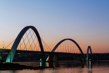 Fototapeta na wymiar Bridge over the artificial lake in Brasilia.
