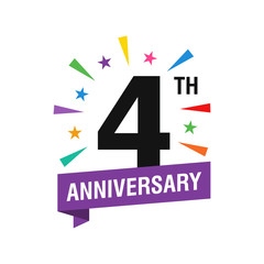 4th Years Anniversary Logo Design Vector