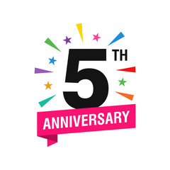 5th Years Anniversary Logo Design Vector