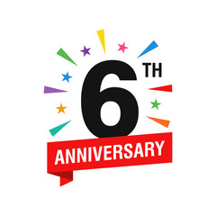 6th Years Anniversary Logo Design Vector