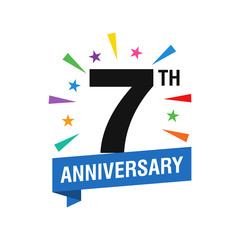 7th Years Anniversary Logo Design Vector