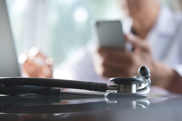 Doctor working on laptop computer