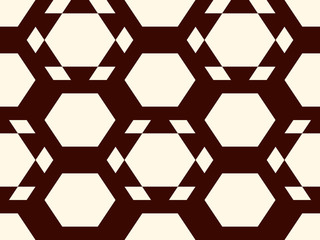 Contemporary honeycomb geometric pattern. Repeated hexagon ornament. Modern mosaic tiles. Seamless surface print