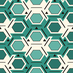 Obraz na płótnie Canvas Contemporary honeycomb geometric pattern. Repeated hexagon ornament. Modern mosaic tiles. Seamless surface print