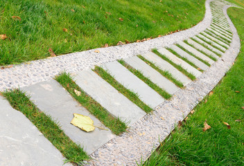 Stone path in the fall park