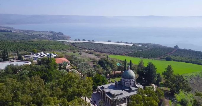 Drone over Capernaum church.