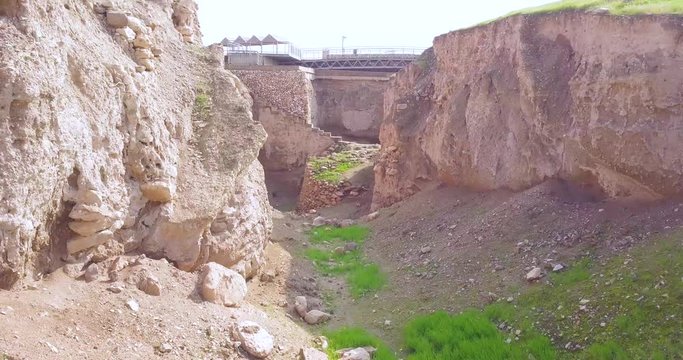 Drone shot of what remains of the wall of Jericho. 