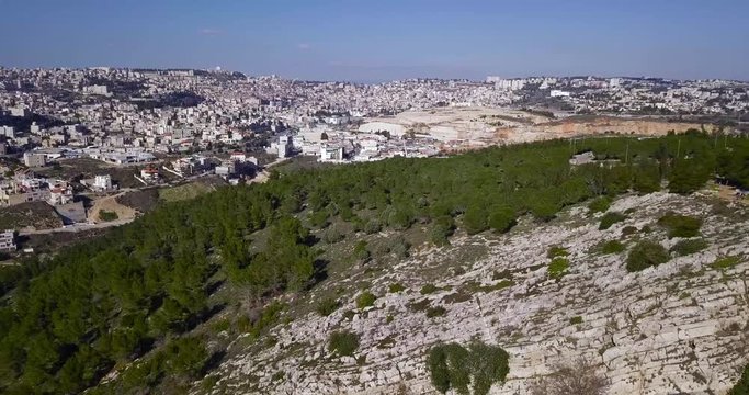 Drone shot over current day Nazareth.