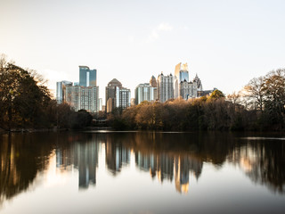 Fototapeta na wymiar Midtown Atlanta Skyline and Water Reflection