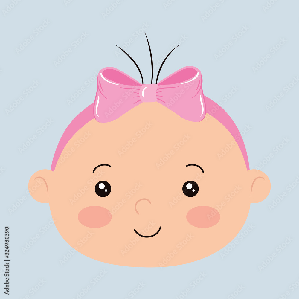 Wall mural face of cute little baby girl vector illustration design