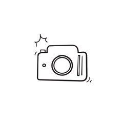 hand drawn camera icon illustration with doodle style vector © Gwens graphic studio