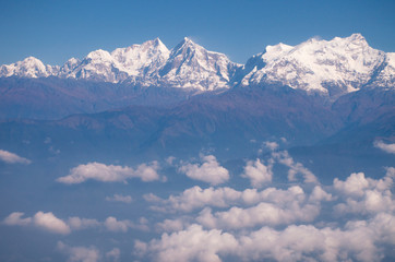 Landscape of Mount Gemalai in Nepal view from plane