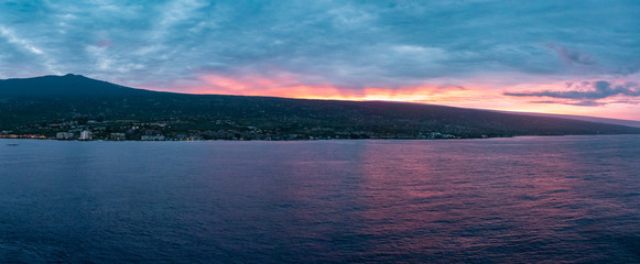 Sunrise scenery of Kailua Kona on the Big Island of Hawaii.