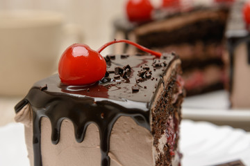 A slice of delicious berry cake on the plate