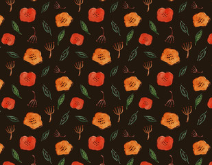 手描き水彩イラスト　花のパターンスウォッチ素材