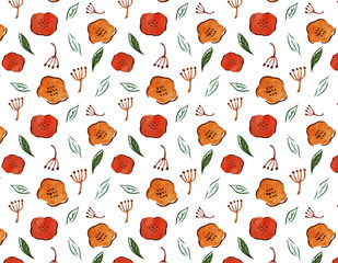 手描き水彩イラスト　花のパターンスウォッチ素材