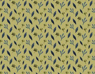 手描き水彩　植物の背景パターンスウォッチ素材