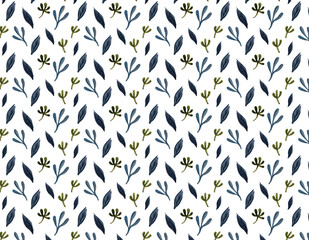 手描き水彩　植物の背景パターンスウォッチ素材