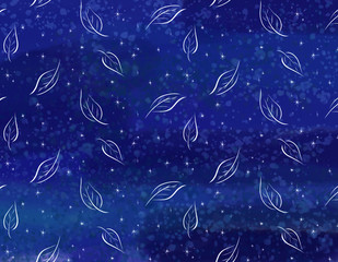 ファンタジーテイストの水彩風背景　ネイビー