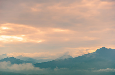 Landscape mountain blue tone background.