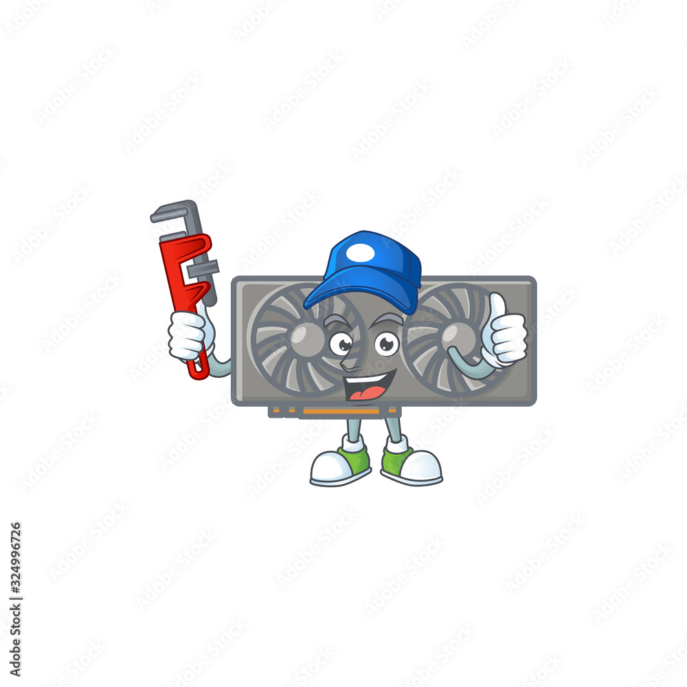 Sticker Smiley Plumber gaming VGA card on mascot picture style