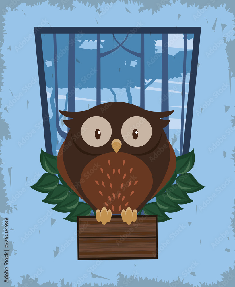 Canvas Prints cute owl bird character icon