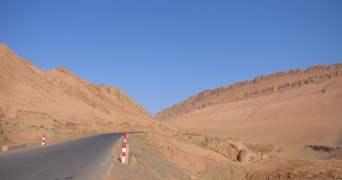Nature landscape view of the Flaming Mountain Valley in Turpan Xinjiang Province China.