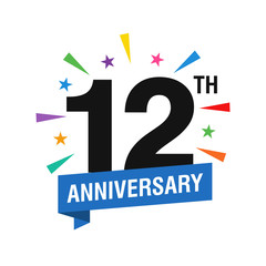 12th Years Anniversary Logo Design Vector