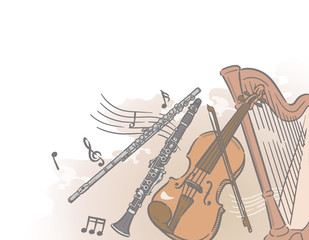 クラシック音楽の楽器イラスト素材セット Wall Mural 夏妃 吉野