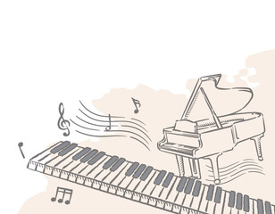 ピアノ 音符の素材イラスト 手書き風 Acoustic Poster Acoust 夏妃 吉野