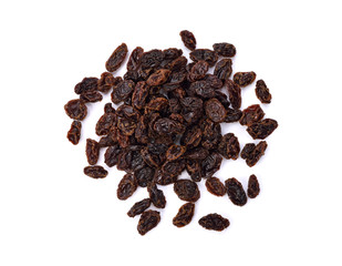 Dried raisins on a white background