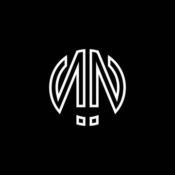 NN monogram logo circle ribbon style outline design template