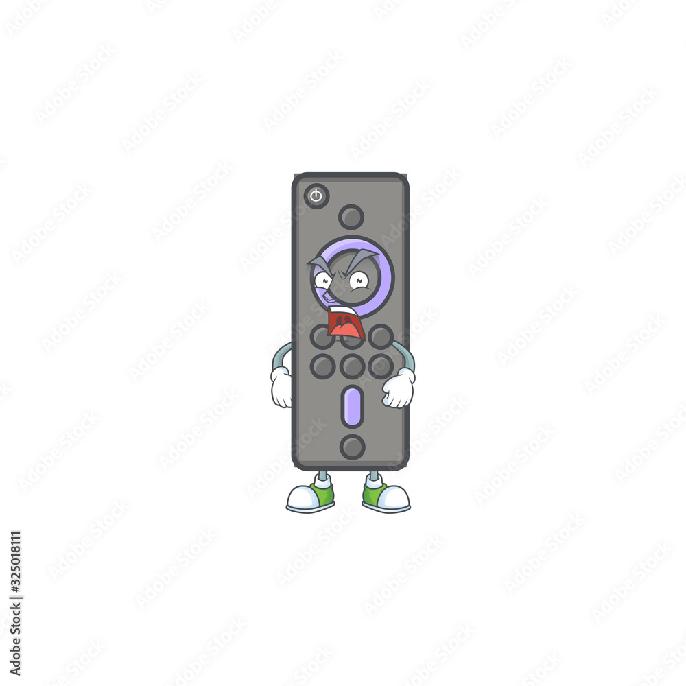 Poster remote control tv cartoon character design with angry face