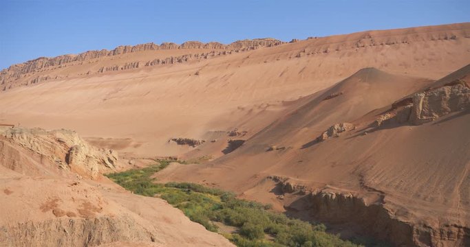 Nature landscape view of the Flaming Mountain Valley in Turpan Xinjiang Province China.