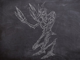Chalk fantasy creature illustration