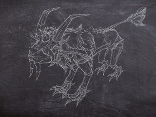 Chalk fantasy creature illustration