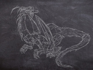Chalk fantasy creature illustration