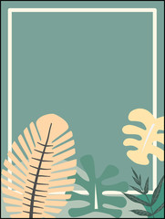 Vector of green and yellow abstract botanical patterns.