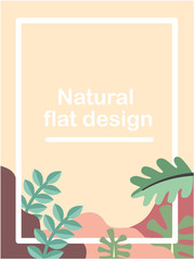 Vector of green and yellow abstract botanical patterns flat design.