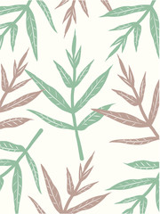 Seamless pattern of hand drawn leaves.