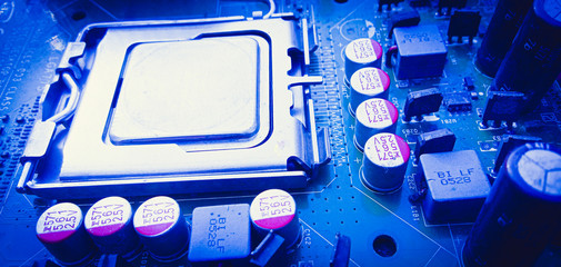 Fototapeta premium Motherboard processor.Atrificial intelligence.Machine learning.