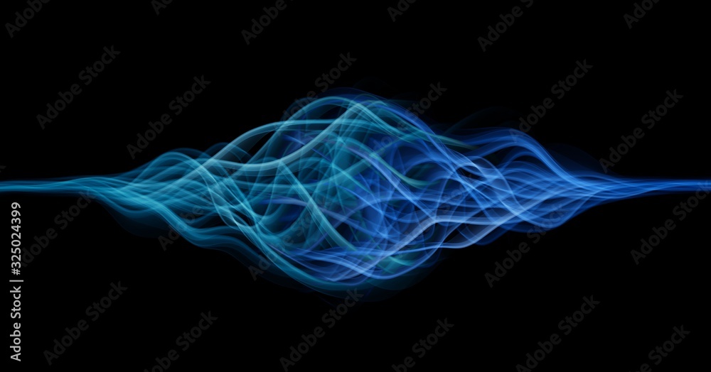Poster abstract motion sound wave equlizer colorful blue green isolated on black background in concept of t