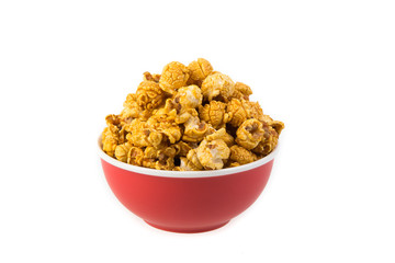 A bowl of caramel popcorn