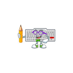 A mascot icon of Student white keyboard character holding pencil