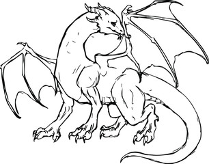 Dragon hand drawn vector illustrations