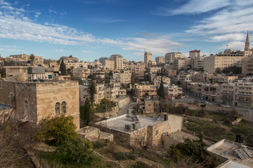 Fototapeta na wymiar View of Bethlehem in the Palestinian Authority from the Hill of David
