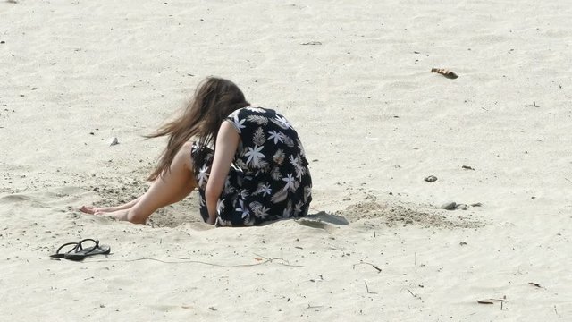 Tween girl at tropical beach