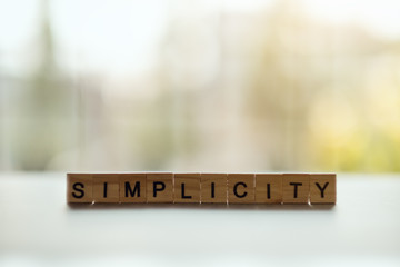 Wooden blocks with word SIMPLICITY for  simple and minimalism concept